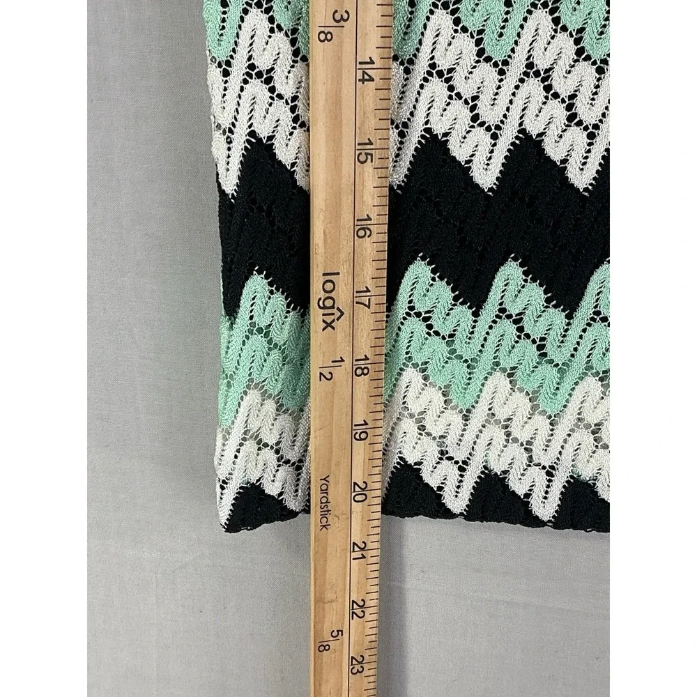 Karen Kane Black Mint Cream Chevron Lace Pencil Skirt Women's M